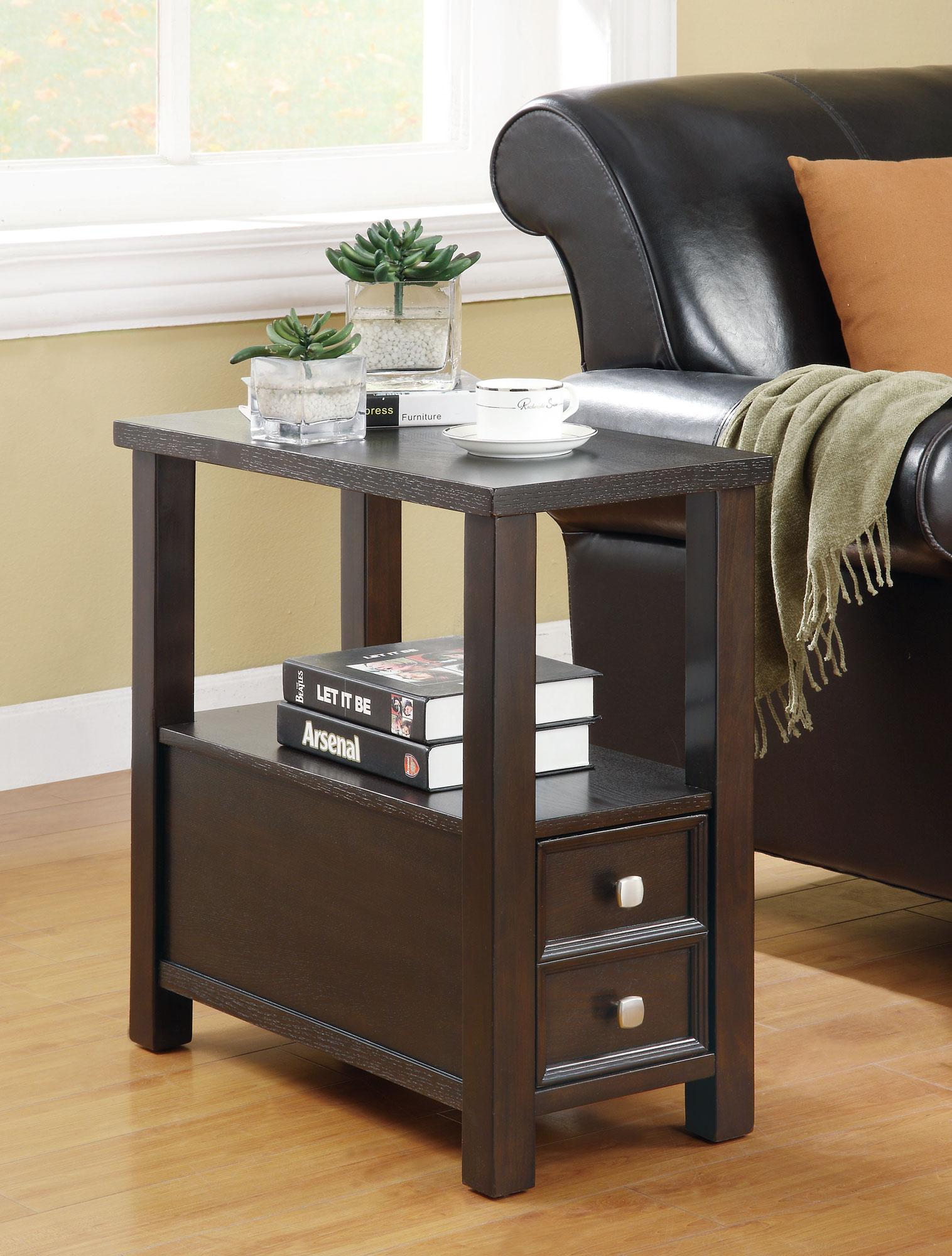 Coaster Furniture Accent Tables 900992 Casual 1Drawer 1Shelf Chairside Table Del Sol